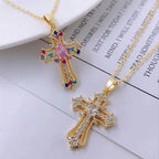 Zircon Cross Pendant Necklace