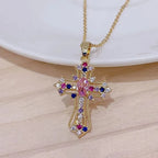 Zircon Cross Pendant Necklace