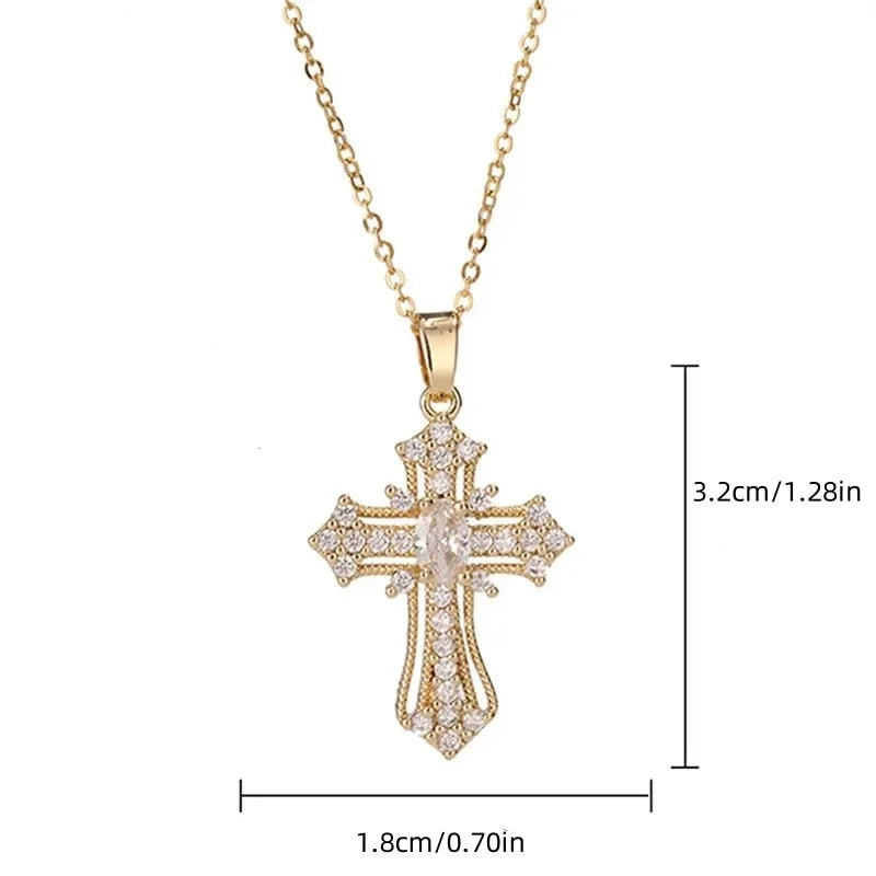 Zircon Cross Pendant Necklace