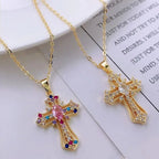 Zircon Cross Pendant Necklace