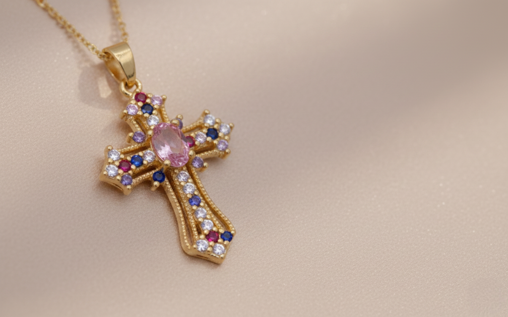 Zircon Cross Pendant Necklace