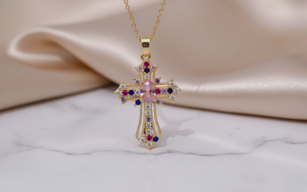 Zircon Cross Pendant Necklace