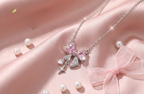 Pink Crystal Bow Pendant